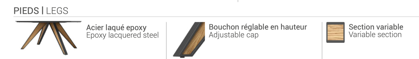 Table en Dekton au piètement métal design - fixe ou extensible - Halo Bois par Cancio